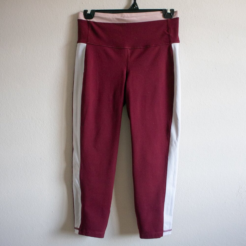 Old Navy Active High-Waisted Cropped Leggings - Burgundy & Pink, Size M